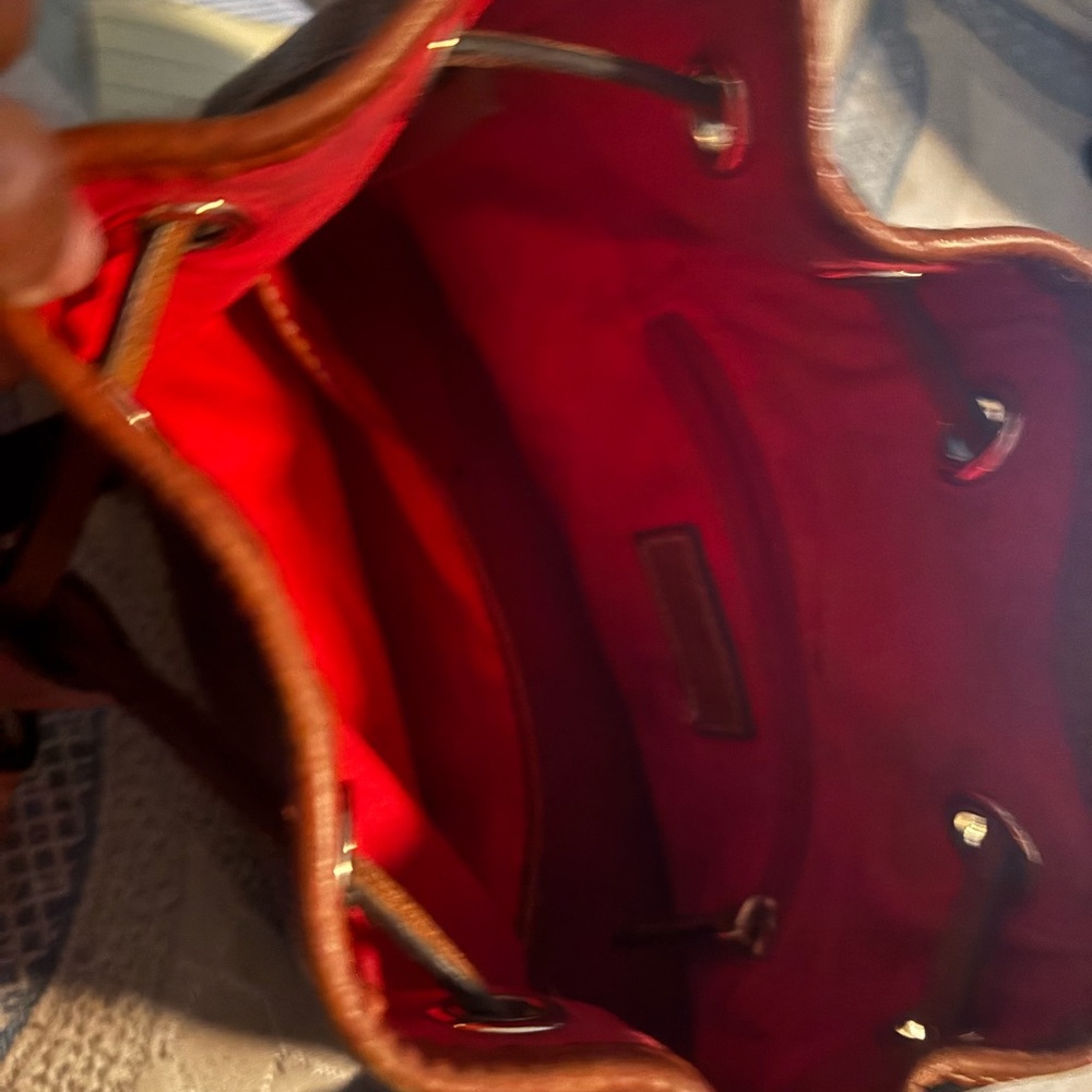 Dooney & Bourke Brown Crossbody Bag with Red Interior